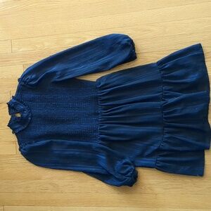 Lulu's navy high neck smocked dress